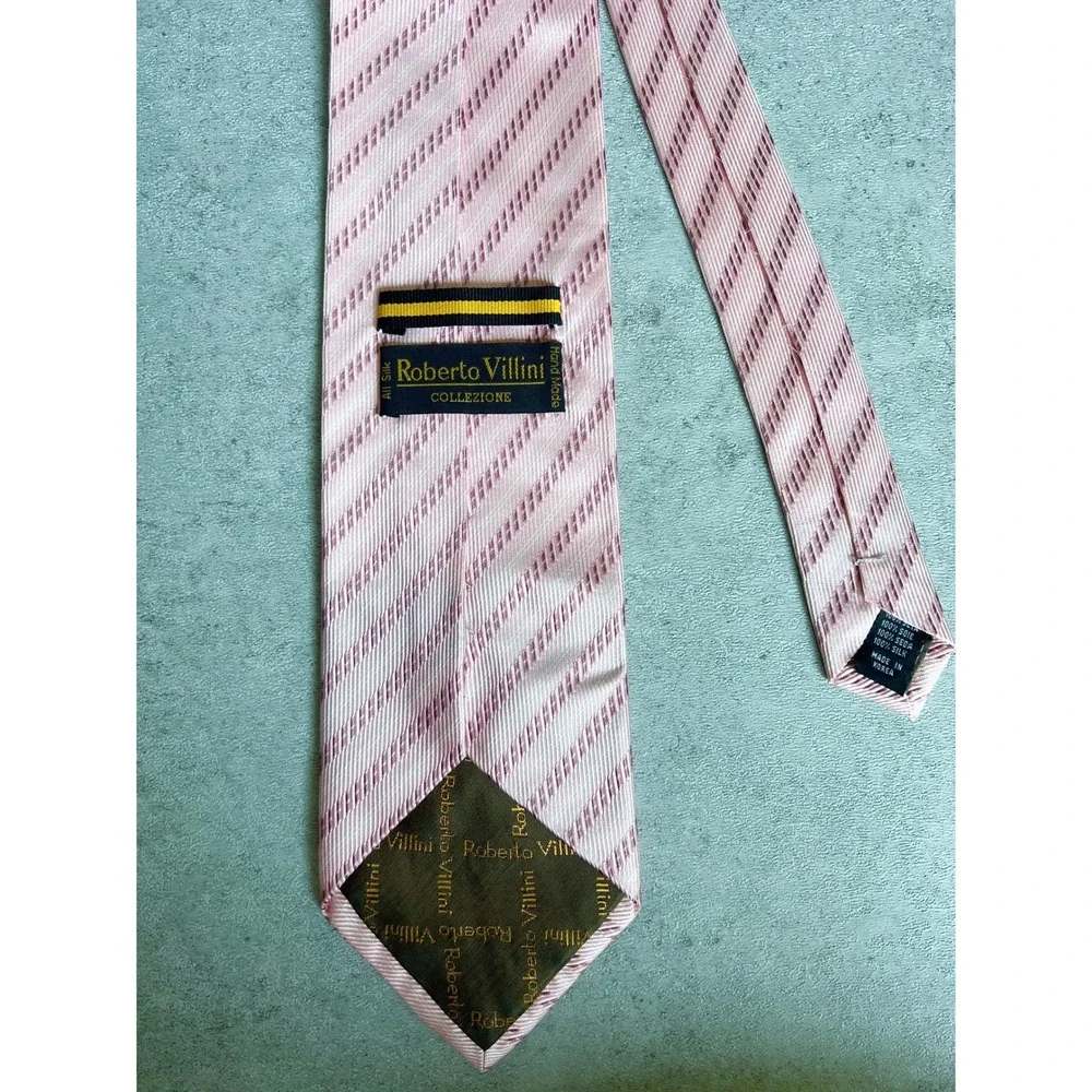 Roberto Villini Silk Tie Pink Diagonal Stripe Regular 3.75